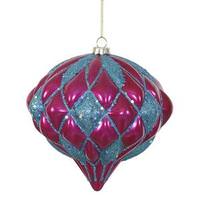 Vickerman 5.7" Cerise / Teal Matte Glitter Diamond Onion Ornament