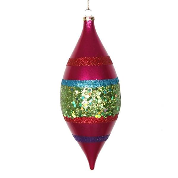 7" Teal / Purple / Lime / Red Glitter Drop Ornament (4 pack)