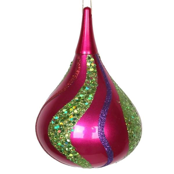 4" Multi Color Drop Glitter Ornament