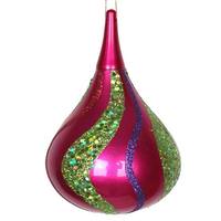 Vickerman 4" Multi Color Drop Glitter Ornament
