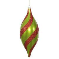 Vickerman 11" Lime / Red Matte Glitter Spiral Drop Ornament