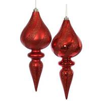 Vickerman 12" Red Glitter Finial Ornament (2 pack)