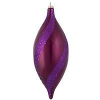 Vickerman 11" Candy Apple Magenta W/Purple Glitter/Sequin Spiral Drop Ornament