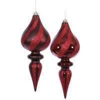 Vickerman 12" Burgundy Glitter Finial Ornament (2 pack)