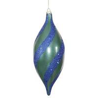 Vickerman 11" Candy Apple Teal W/Sea Blue Glitter/Sequin Spiral Drop Ornament