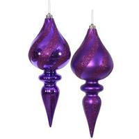 Vickerman 12" Purple Glitter Finial Ornament (2 pack)