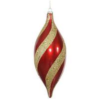 Vickerman 11" Red / Gold Matte Glitter Spiral Drop Ornament