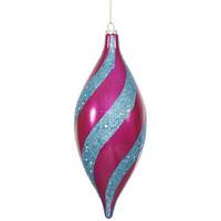 Vickerman 11" Cerise W/Teal Glitter/Sequin Spiral Drop Ornament