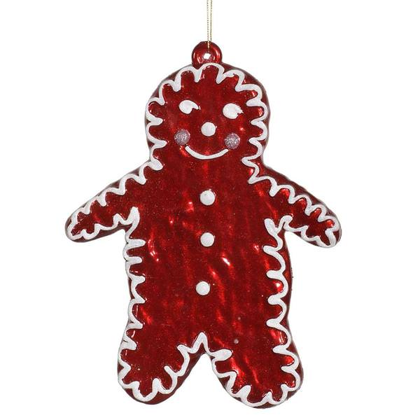 7.5" Red Candy Gingerbread Snowman Ornament