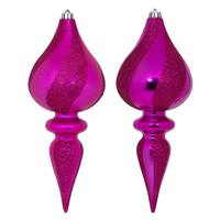 Vickerman 12" Magenta Glitter Finial Assortment Ornament (2 pack)