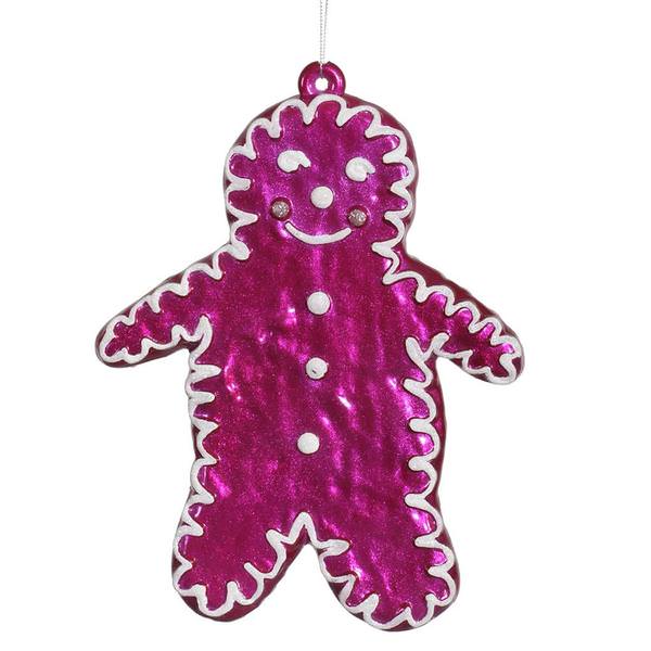 7.5" Cerise Candy Gingerbread Snowman Ornament