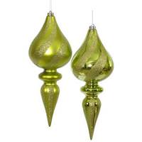Vickerman 12" Lime Glitter Finial Ornament (2 pack)