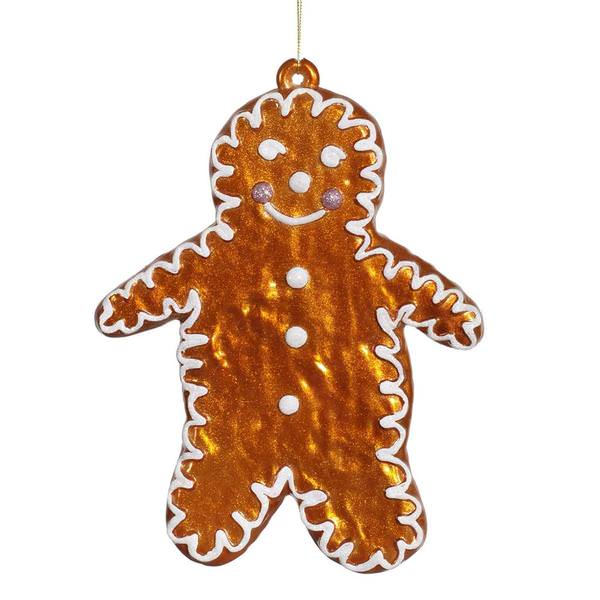 7.5" Dark Orange Candy Gingerbread Snowman Ornament