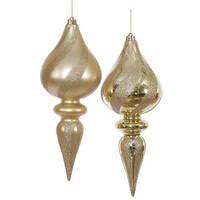 Vickerman 12" Champagne Glitter Finial Ornament (2 pack)