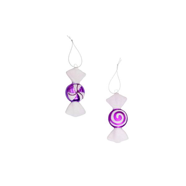 4" Purple / White Candy Assorted Ornament (8 pack)