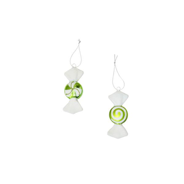 4" Lime / White Candy Assorted Ornament (8 pack)