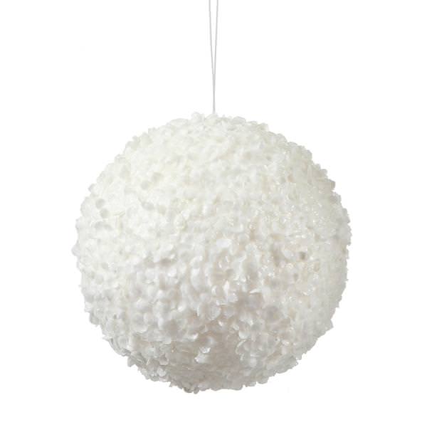 6" White Sequin Snow Ball Ornament