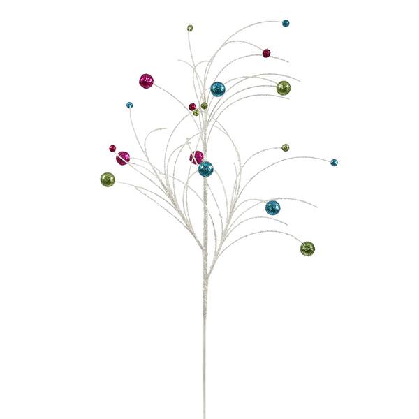 22" White Glitter Berry Spray