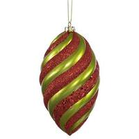 Vickerman 8" Lime / Red Glitter Swirl Drop Ornament