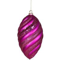 Vickerman 8" Magenta/Purple Candy Glitter Swirl Christmas Ornament