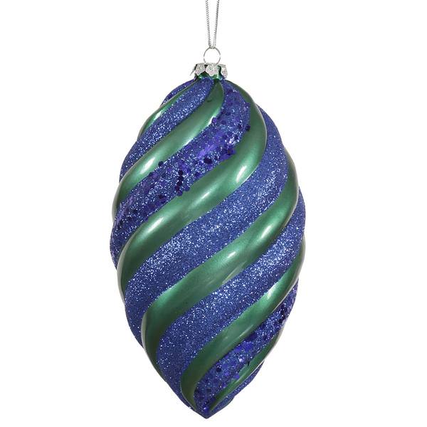 8" Teal / Sea Blue Glitter Swirl Drop Ornament