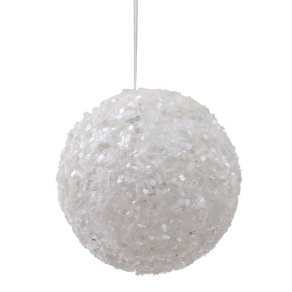 3.5" White Sparkle Sequin Kissing Ball Ornament