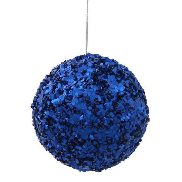 3.5" Blue Sparkle Sequin Kissing Ball Ornament