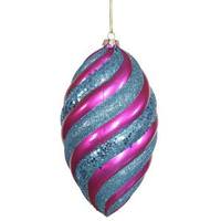 Vickerman 8" Cerise-Turquoise Candy Glitter Swirl Drop Ornament