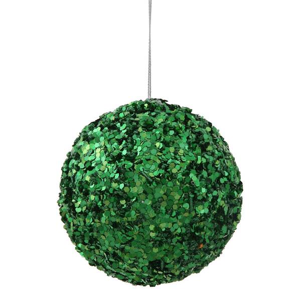 3.5" Green Sparkle Sequin Kissing Ball Ornament