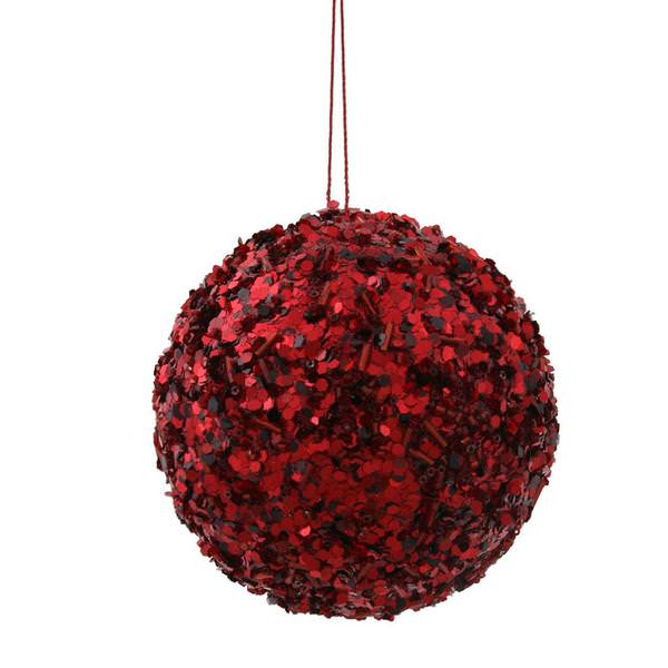3.5" Burgundy Sparkle Sequin Kissing Ball Ornament