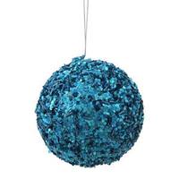 Vickerman 3.5" Turquoise Sparkle Sequin Kissing Ball Ornament