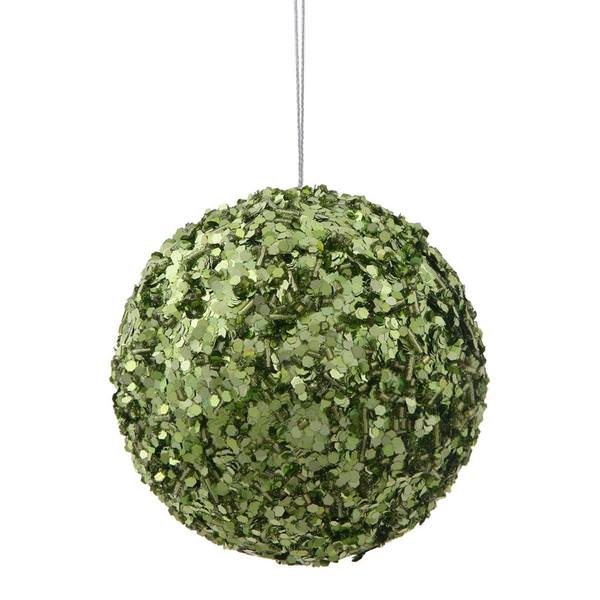 3.5" Lime Sparkle Sequin Kissing Ball Ornament