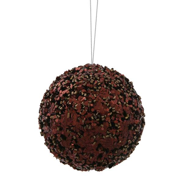 3.5" Chocolate Sparkle Sequin Kissing Ball Ornament