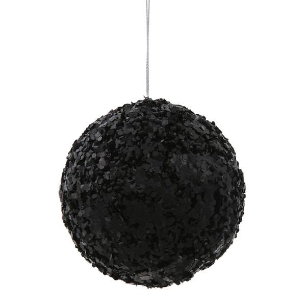3.5" Black Sparkle Sequin Ball Ornament