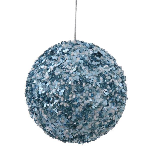 3.5" Baby Blue Sparkle Sequin Ball Ornament