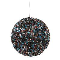 Vickerman 3.5" Chocolate / Turquoise Sparkle Sequin Kissing Ball Ornament