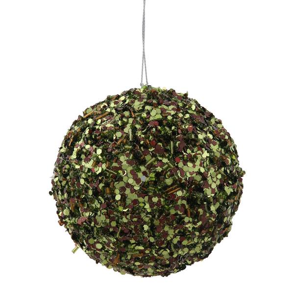 3.5" Moss Green Sparkle Sequin Ball Ornament