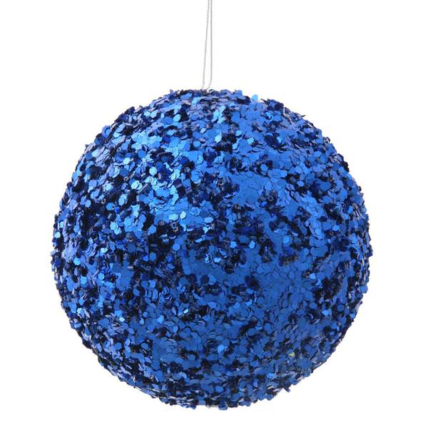 4.75" Blue Sparkle Sequin Kissing Ball Ornament
