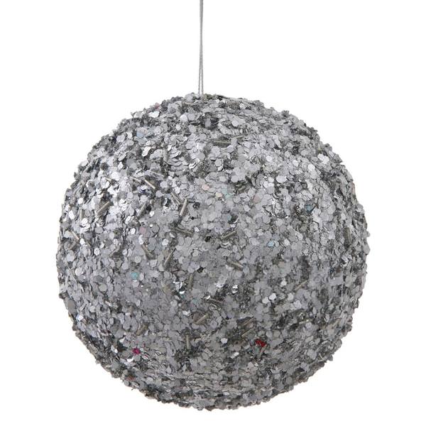 4.75" Silver Sparkle Sequin Kissing Ball Ornament