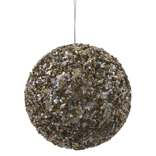 4.75" Champagne Sparkle Sequin Kissing Ball Ornament
