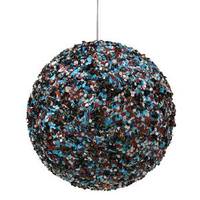 Vickerman 4.75" Chocolate / Turquoise Sparkle Sequin Kissing Ball Ornament