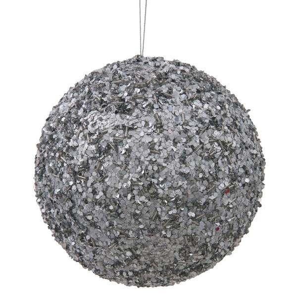 6" Silver Sparkle Sequin Kissing Ball Ornament