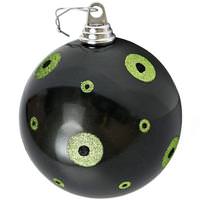 Vickerman 6" Black-Lime Polka Dot Candy Ball Christmas Ornament