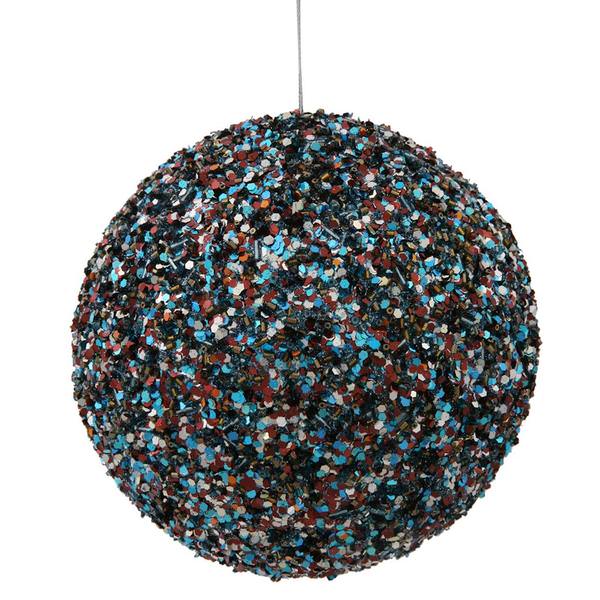 6" Chocolate / Turquoise Sequin Kissing Ball Ornament
