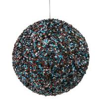 Vickerman 6" Chocolate / Turquoise Sequin Kissing Ball Ornament