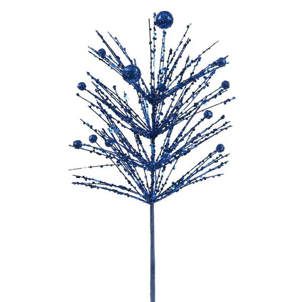 14" Blue Sequin Glitter Berry Spray