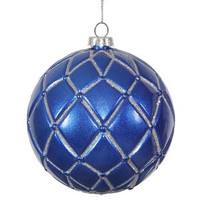 Vickerman 4" Blue Candy Glitter Net Ball Ornament (6 pack)