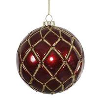 Vickerman 4" Burgundy Candy Glitter Net Ball Ornament (6 pack)