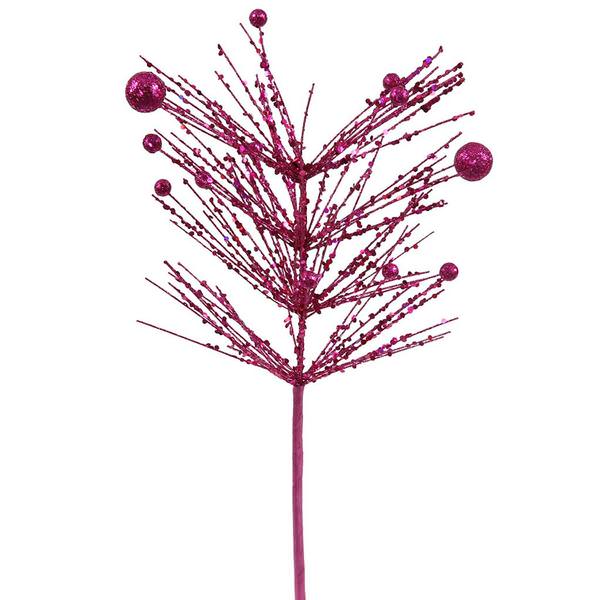 14" Cerise Sequin Glitter Berry Spray