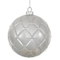Vickerman 4" Silver Candy Glitter Net Ball Ornament (6 pack)